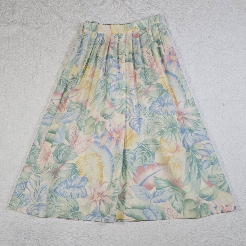 Vintage Alfred Dunner Pastel Floral Pleated Skirt